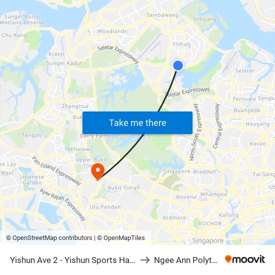 Yishun Ave 2 - Yishun Sports Hall (59039) to Ngee Ann Polytechnic map
