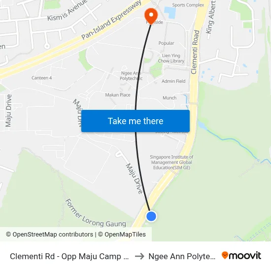 Clementi Rd - Opp Maju Camp (12089) to Ngee Ann Polytechnic map