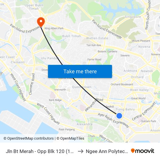 Jln Bt Merah - Opp Blk 120 (10081) to Ngee Ann Polytechnic map