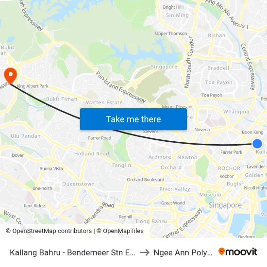 Kallang Bahru - Bendemeer Stn Exit B (60019) to Ngee Ann Polytechnic map
