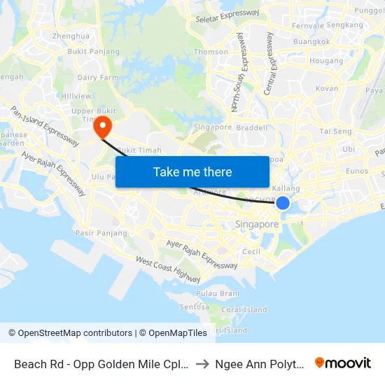 Beach Rd - Opp Golden Mile Cplx (01421) to Ngee Ann Polytechnic map