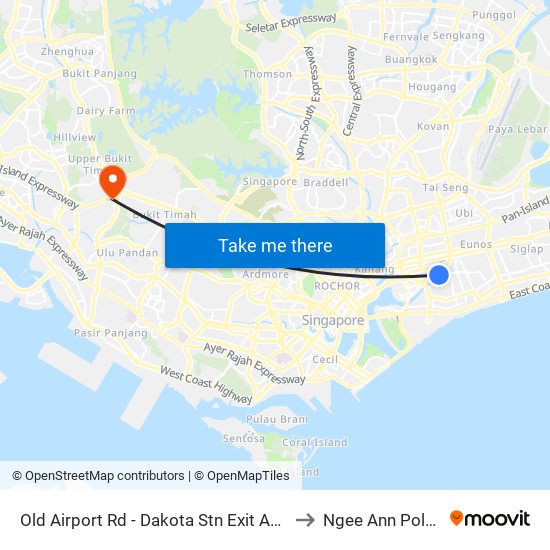 Old Airport Rd - Dakota Stn Exit A/Blk 99 (81181) to Ngee Ann Polytechnic map
