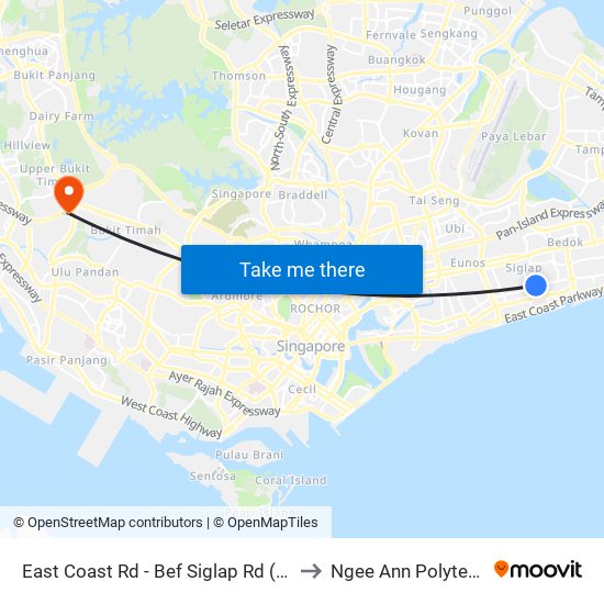 East Coast Rd - Bef Siglap Rd (93061) to Ngee Ann Polytechnic map