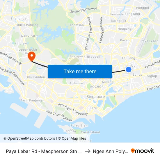 Paya Lebar Rd - Macpherson Stn Exit B (70259) to Ngee Ann Polytechnic map
