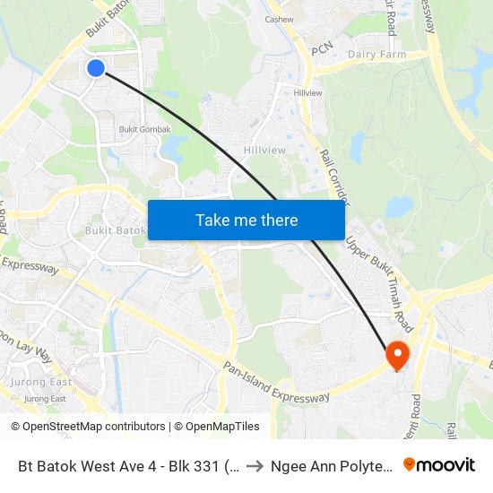 Bt Batok West Ave 4 - Blk 331 (43491) to Ngee Ann Polytechnic map