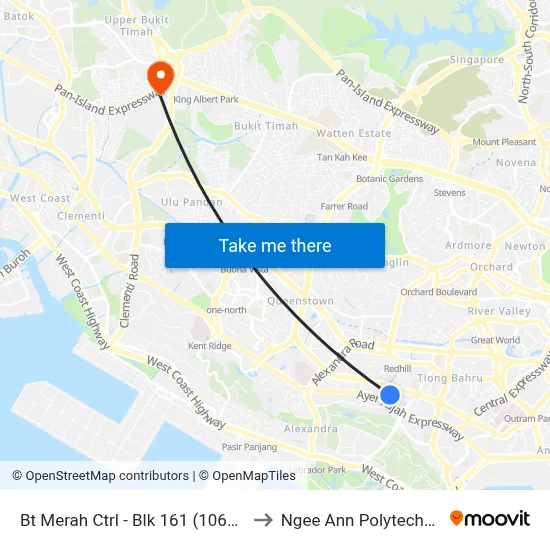 Bt Merah Ctrl - Blk 161 (10651) to Ngee Ann Polytechnic map