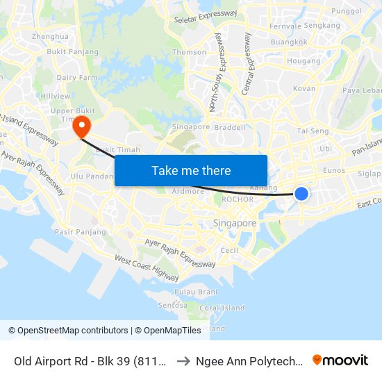 Old Airport Rd - Blk 39 (81171) to Ngee Ann Polytechnic map