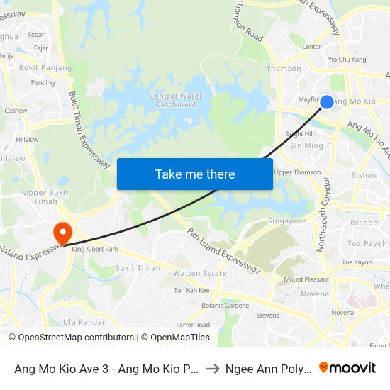 Ang Mo Kio Ave 3 - Ang Mo Kio Pr Sch (54229) to Ngee Ann Polytechnic map