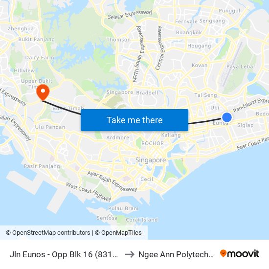 Jln Eunos - Opp Blk 16 (83119) to Ngee Ann Polytechnic map