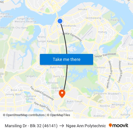 Marsiling Dr - Blk 32 (46141) to Ngee Ann Polytechnic map