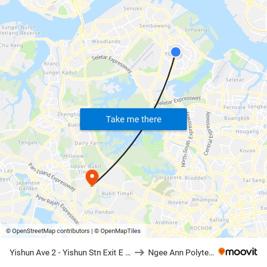 Yishun Ave 2 - Yishun Stn Exit E (59072) to Ngee Ann Polytechnic map