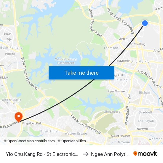 Yio Chu Kang Rd - St Electronics (55059) to Ngee Ann Polytechnic map