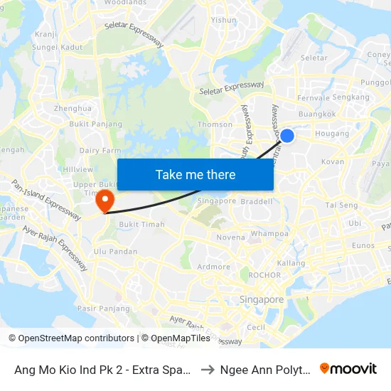 Ang Mo Kio Ind Pk 2 - Extra Space (54519) to Ngee Ann Polytechnic map