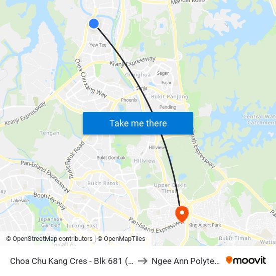 Choa Chu Kang Cres - Blk 681 (45401) to Ngee Ann Polytechnic map