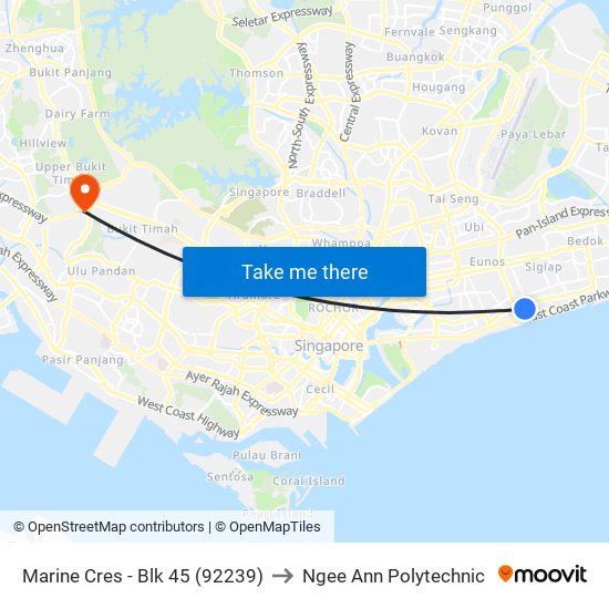 Marine Cres - Blk 45 (92239) to Ngee Ann Polytechnic map