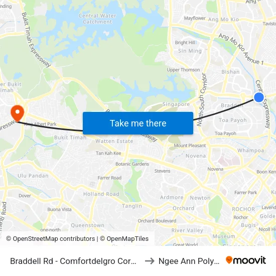 Braddell Rd - Comfortdelgro Corp Ltd (52069) to Ngee Ann Polytechnic map