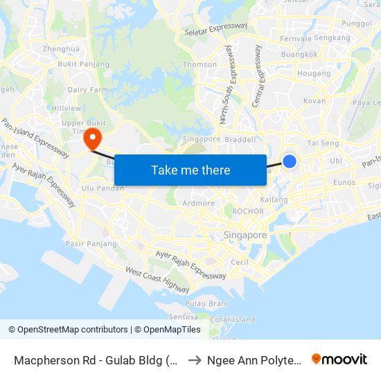 Macpherson Rd - Gulab Bldg (70109) to Ngee Ann Polytechnic map