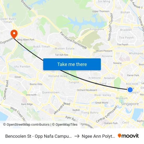 Bencoolen St - Opp Nafa Campus 3 (07518) to Ngee Ann Polytechnic map