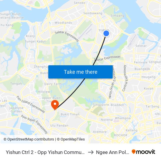 Yishun Ctrl 2 - Opp Yishun Community Hosp (59611) to Ngee Ann Polytechnic map