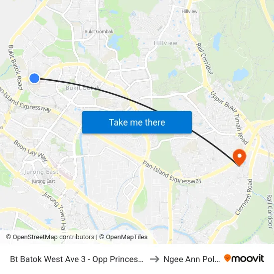 Bt Batok West Ave 3 - Opp Princess E Pr Sch (43349) to Ngee Ann Polytechnic map