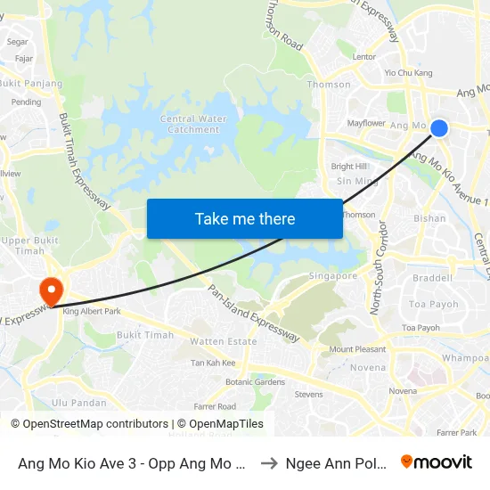 Ang Mo Kio Ave 3 - Opp Ang Mo Kio Stn (54269) to Ngee Ann Polytechnic map
