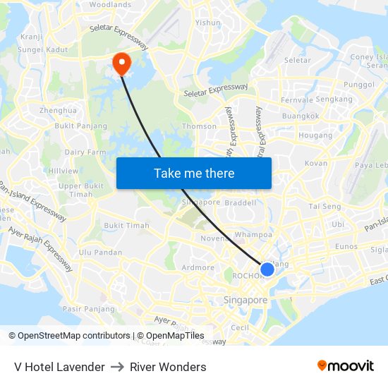 V Hotel Lavender to River Wonders map