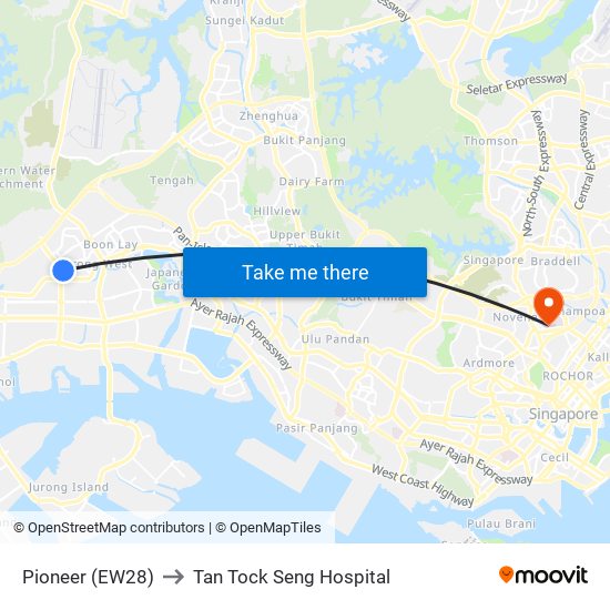 Pioneer (EW28) to Tan Tock Seng Hospital map