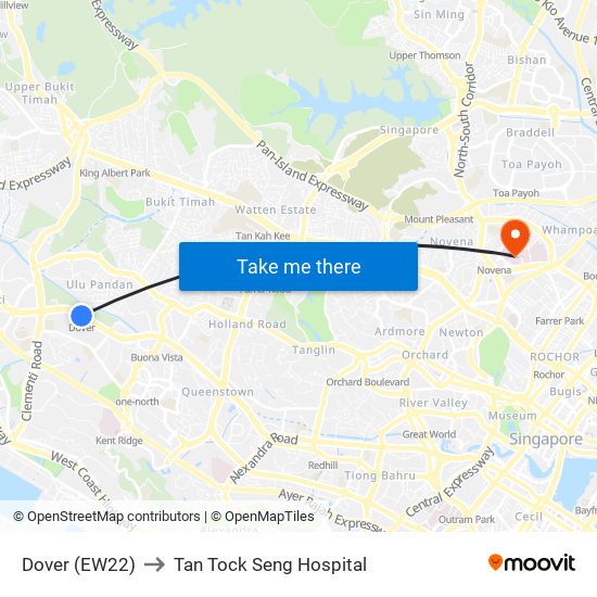Dover (EW22) to Tan Tock Seng Hospital map