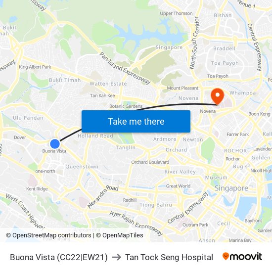 Buona Vista (CC22|EW21) to Tan Tock Seng Hospital map