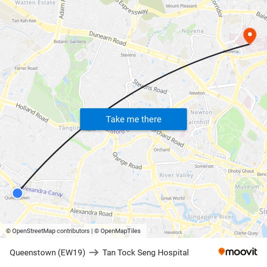 Queenstown (EW19) to Tan Tock Seng Hospital map