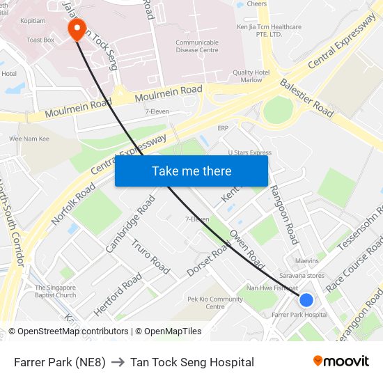 Farrer Park (NE8) to Tan Tock Seng Hospital map