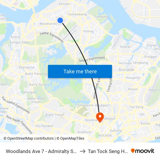 Woodlands Ave 7 - Admiralty Stn (46779) to Tan Tock Seng Hospital map