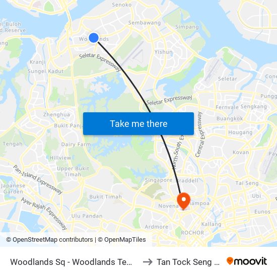 Woodlands Sq - Woodlands Temp Int (47009) to Tan Tock Seng Hospital map