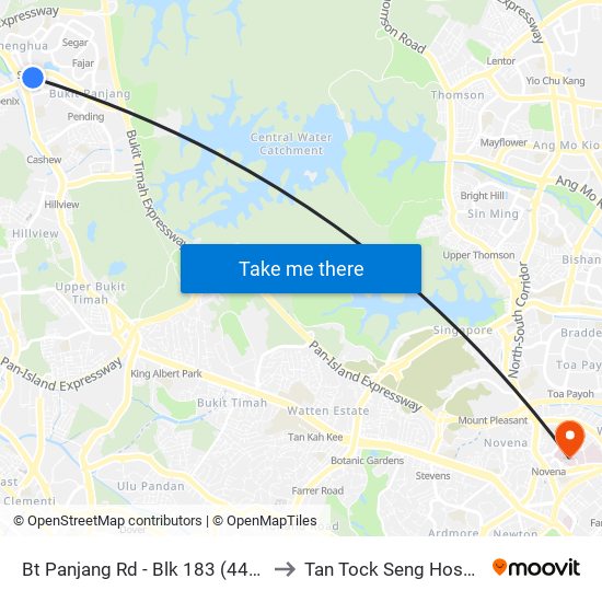 Bt Panjang Rd - Blk 183 (44259) to Tan Tock Seng Hospital map