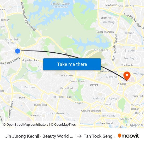 Jln Jurong Kechil - Beauty World Stn Exit C (42151) to Tan Tock Seng Hospital map