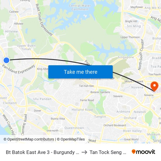 Bt Batok East Ave 3 - Burgundy Hill (42319) to Tan Tock Seng Hospital map