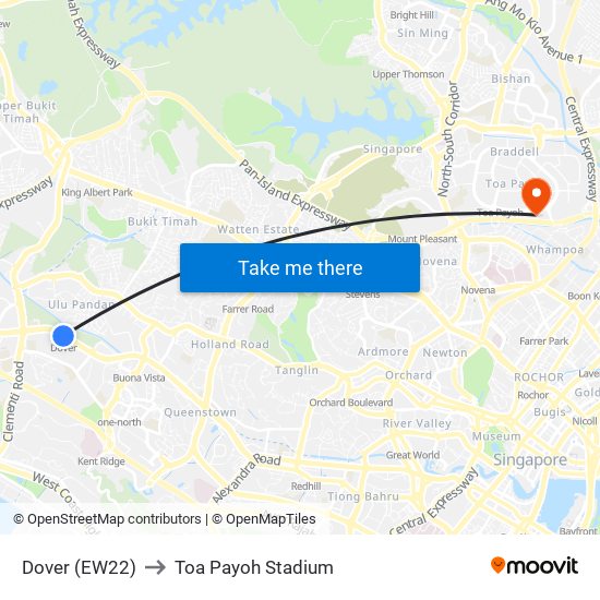Dover (EW22) to Toa Payoh Stadium map