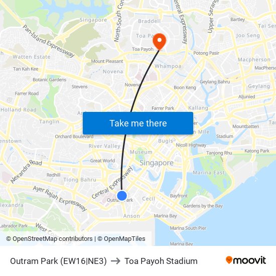 Outram Park (EW16|NE3) to Toa Payoh Stadium map