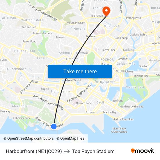 Harbourfront (NE1|CC29) to Toa Payoh Stadium map