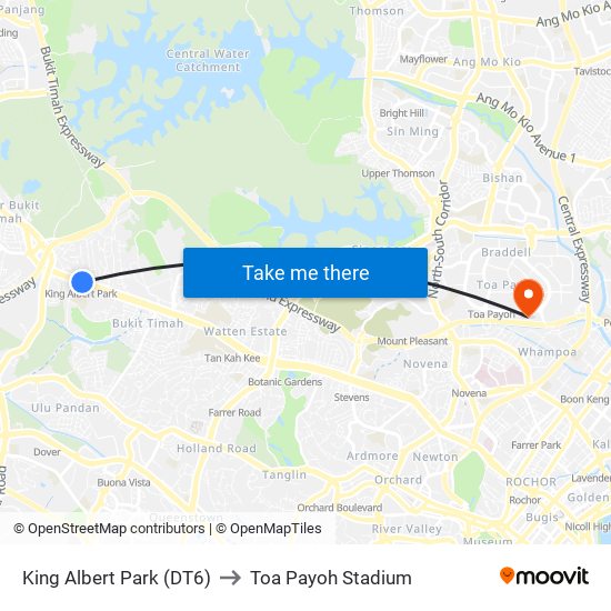 King Albert Park (DT6) to Toa Payoh Stadium map