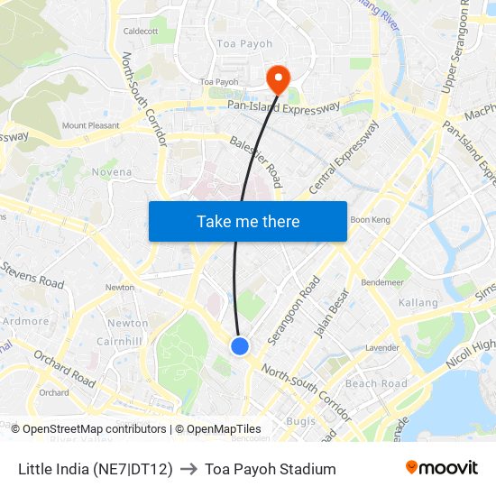 Little India (NE7|DT12) to Toa Payoh Stadium map