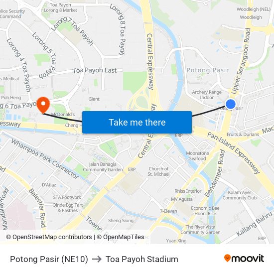 Potong Pasir (NE10) to Toa Payoh Stadium map