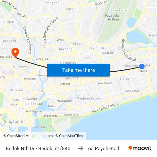 Bedok Nth Dr - Bedok Int (84009) to Toa Payoh Stadium map