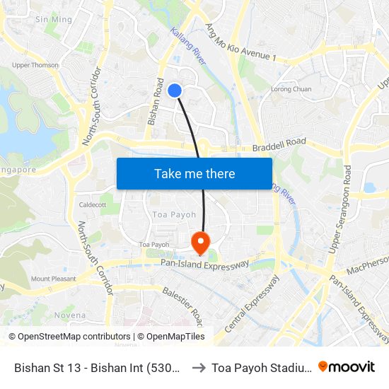 Bishan St 13 - Bishan Int (53009) to Toa Payoh Stadium map