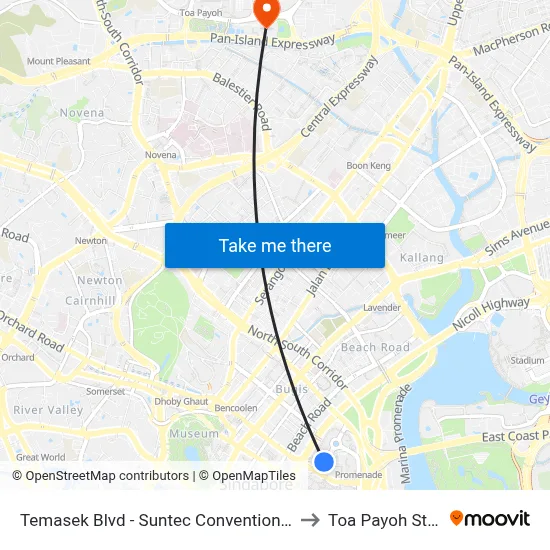 Temasek Blvd - Suntec Convention Ctr (02151) to Toa Payoh Stadium map