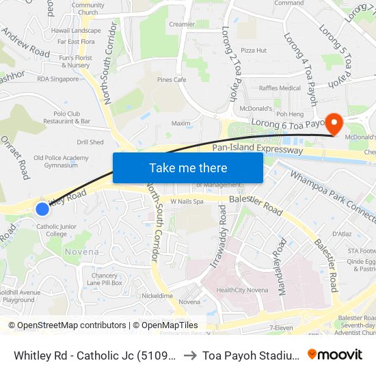 Whitley Rd - Catholic Jc (51099) to Toa Payoh Stadium map