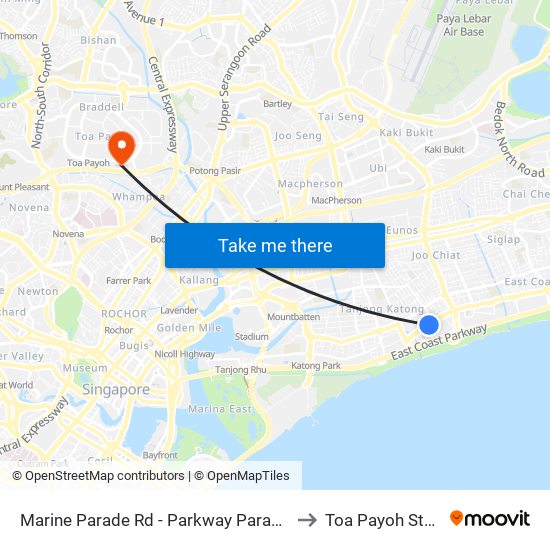 Marine Parade Rd - Parkway Parade (92049) to Toa Payoh Stadium map