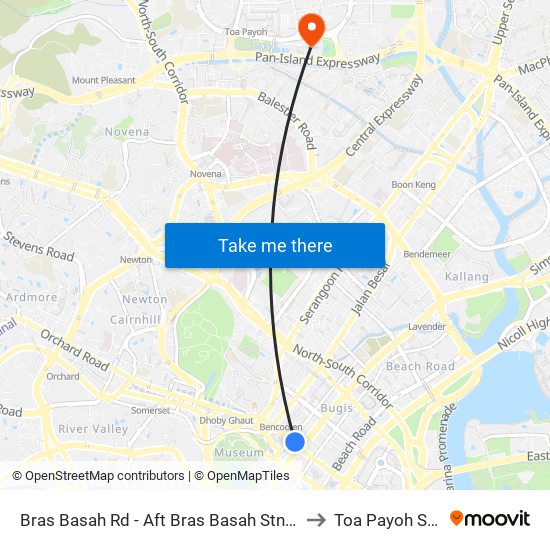 Bras Basah Rd - Aft Bras Basah Stn Exit A (04179) to Toa Payoh Stadium map