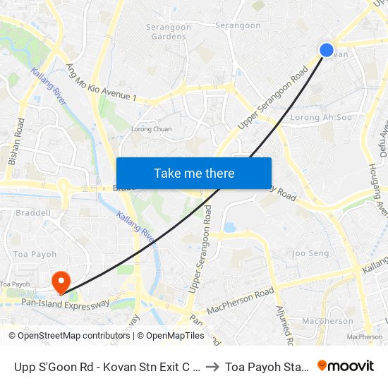 Upp S'Goon Rd - Kovan Stn Exit C (63039) to Toa Payoh Stadium map