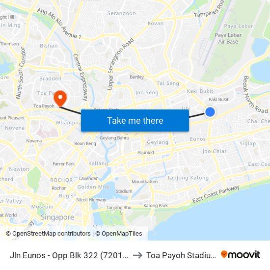 Jln Eunos - Opp Blk 322 (72019) to Toa Payoh Stadium map